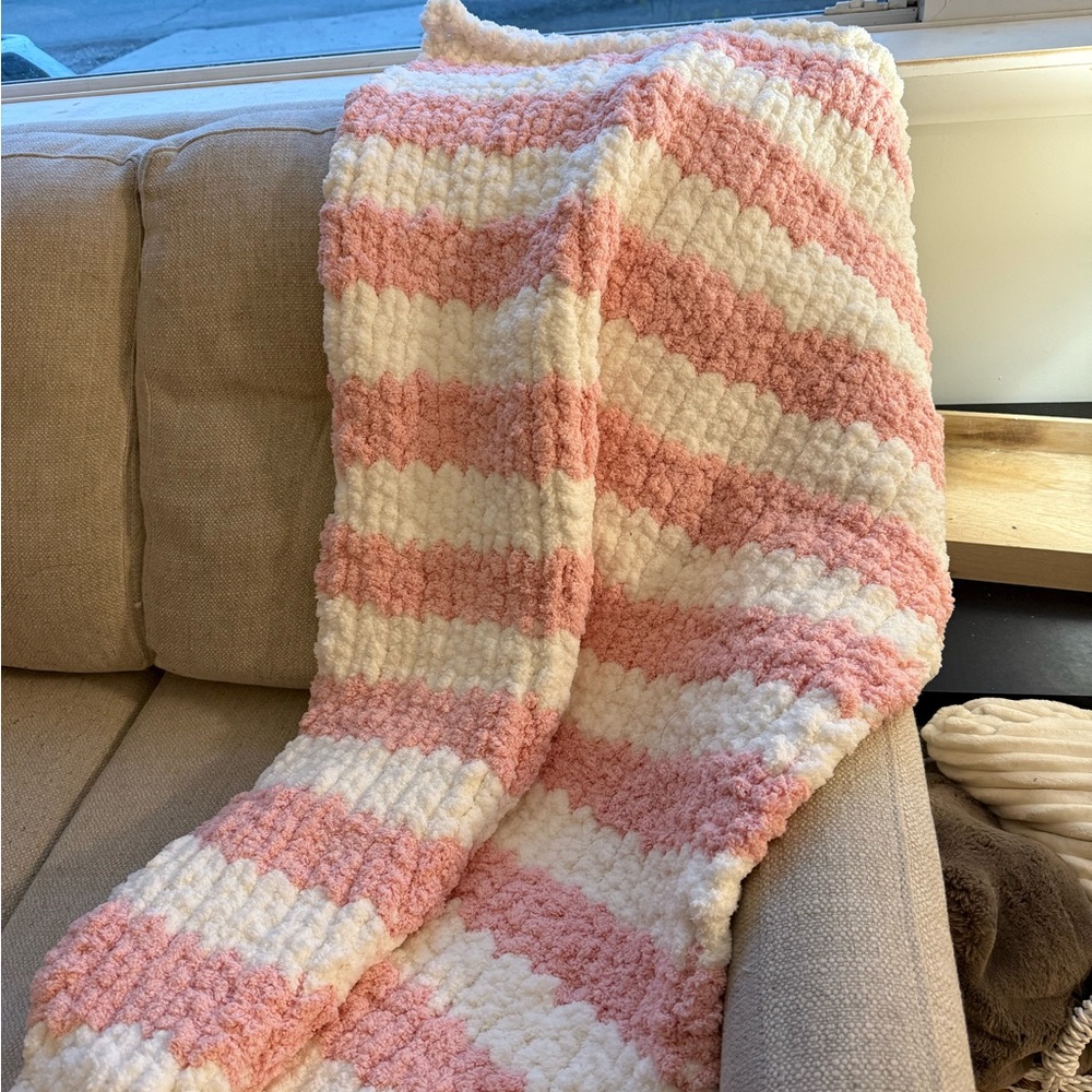 Handmade chunky knit baby blanket